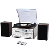 MUSITREND 10 in 1 Record Player with External Speakers,3 Speed Bluetooth Turntable Vinyl Player w...