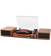 Turntable Record Player with External Speakers,Vintage Vinyl Record Player Supports Wireless Stre...