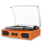 Record Player with Built-in Speakers, Bass & Treble Control, 33 45 78 RPM Vinyl LP Player Bluetoo...