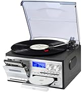 MUSITREND 9 in 1 Record Player 3 Speed Vinyl Turntable with Bluetooth AM FM Raido Cassette CD USB...