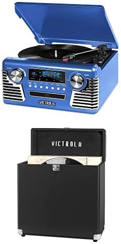 Victrola 50's Retro Bluetooth Record Player & Multimedia Center with Built-in Speakers - 3-Speed Turntable, CD Player, AM/FM Radio | Wireless Music Streaming | Red