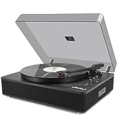 LP&No.1 Bluetooth Record Player with Stereo Speakers, 3-Speed Belt-Drive Turntable for Vinyl Reco...