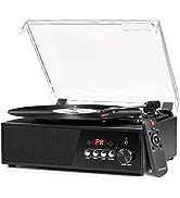 Vinyl Record Player Bluetooth with USB Digital FM Radio Remote Control Vintage Turntable for Viny...