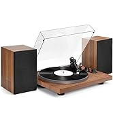 Vinyl Record Player with 40W Speakers and Bluetooth Output Input,Turntable with Built-in Preamp,A...