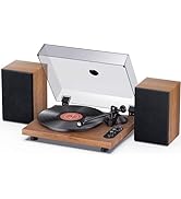 1 by ONE Record Player, Hi-Fi System Bluetooth Turntable Players with Stereo Bookshelf Speakers, ...