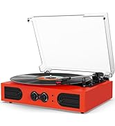 Record Player with Built-in Speakers, Bass & Treble Control, 33 45 78 RPM Vinyl LP Player Bluetoo...