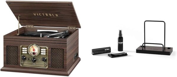 Victrola Nostalgic 6-in-1 Bluetooth Record Player & Multimedia Center with Built-in Speakers - 3-Speed Turntable, CD & Cassette Player, FM Radio | Wireless Music Streaming | Mahogany