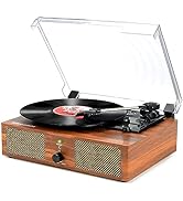 Vinyl Record Player Turntable with Upgraded Speakers Wireless Vintage Vinyl Player with USB Input...