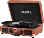 Victrola Vintage 3-Speed Bluetooth Portable Suitcase Record Player with Built-in Speakers | Upgraded Turntable Audio Sound| Includes Extra Stylus | Turquoise, Model Number: VSC-550BT-TQ