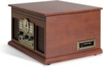 Victrola Nostalgic 6-in-1 Bluetooth Record Player & Multimedia Center with Built-in Speakers - 3-Speed Turntable, CD & Cassette Player, FM Radio | Wireless Music Streaming | Mahogany