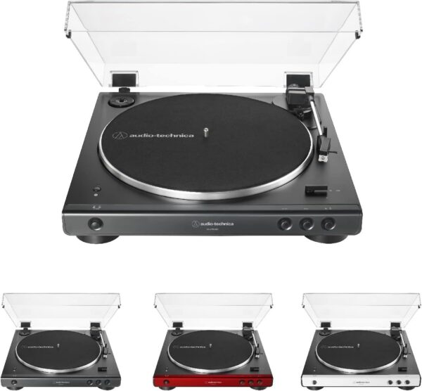 Audio-Technica AT-LP60XBT-BK Fully Automatic Bluetooth Belt-Drive Stereo Turntable, Black, Hi-Fi, 2 Speed, Dust Cover, Anti-Resonance, Die-cast Aluminum Platter