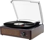 Vinyl Record Player Bluetooth Turntable with 2 Built-in Speakers 3-Speed Vintage LP Player for Entertainment and Home Decoration