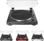 Audio-Technica AT-LP60XBT-BK Fully Automatic Bluetooth Belt-Drive Stereo Turntable, Black, Hi-Fi, 2 Speed, Dust Cover, Anti-Resonance, Die-cast Aluminum Platter