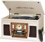 Victrola 8-in-1 Bluetooth Record Player & Multimedia Center, Built-in Stereo Speakers - Turntable, Wireless Music Streaming, Real Wood | Oak