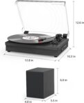 WOCKODER Record Player with Dual Stereo Speakers, Vinyl Record Player with 3 Speed Support Wireless Connection RCA Output Aux in USB Vintage Design Turntable Black