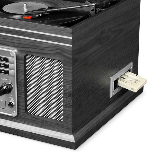 Victrola Nostalgic 6-in-1 Bluetooth Record Player & Multimedia Center with Built-in Speakers - 3-Speed Turntable, CD & Cassette Player, FM Radio | Wireless Music Streaming | Mahogany