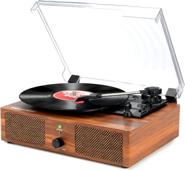 Vinyl Record Player Wireless Turntable with Built-in Speakers and USB Belt-Driven Vintage Phonograph Record Player 3 Speed for Entertainment and Home Decoration