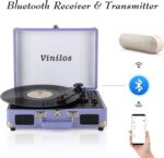 Record Player for Vinyl with Built-in Speakers Bluetooth Output,3 Speed Belt-Driven Phonograph Retro Turntable Player, Portable Vintage Suitcase LP Player USB Recording, Includes 2 Extra Stylus