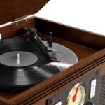 Victrola 8-in-1 Bluetooth Record Player & Multimedia Center, Built-in Stereo Speakers - Turntable, Wireless Music Streaming, Real Wood | Oak