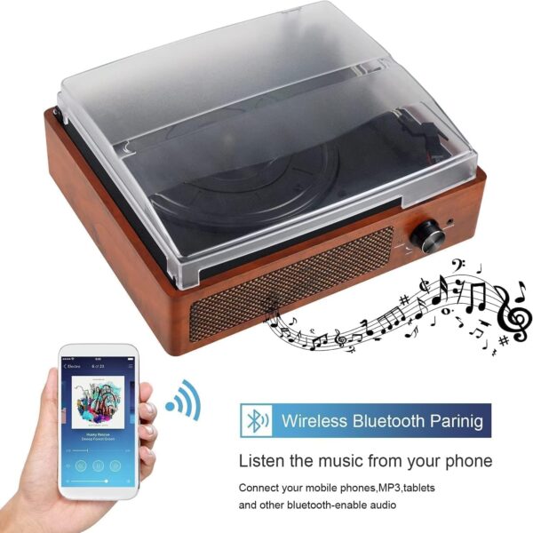 Record Player Bluetooth Turntable for Vinyl with Speakers & USB Player,Vinyl to USB,3 Speed Belt Driven LP Vintage Phonograph for Home Decoration