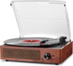 Vinyl Record Player Bluetooth Turntable with 2 Built-in Speakers 3-Speed Vintage LP Player for Entertainment and Home Decoration