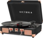 Victrola Vintage 3-Speed Bluetooth Portable Suitcase Record Player with Built-in Speakers | Upgraded Turntable Audio Sound| Includes Extra Stylus | Turquoise, Model Number: VSC-550BT-TQ