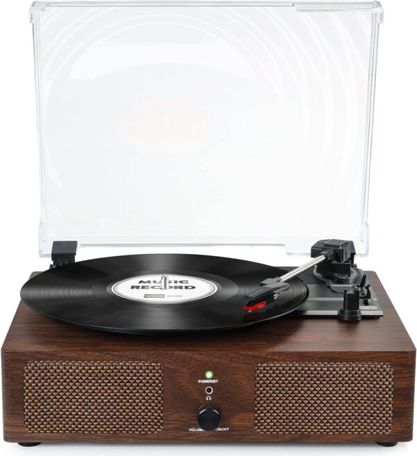 Vinyl Record Player Wireless Turntable with Built-in Speakers and USB Belt-Driven Vintage Phonograph Record Player 3 Speed for Entertainment and Home Decoration