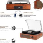 Record Player Bluetooth Turntable for Vinyl with Speakers & USB Player,Vinyl to USB,3 Speed Belt Driven LP Vintage Phonograph for Home Decoration