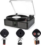 Vinyl Record Player Wireless Turntable with Built-in Speakers and USB Belt-Driven Vintage Phonograph Record Player 3 Speed for Entertainment and Home Decoration