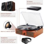 Record Player Bluetooth Turntable for Vinyl with Speakers & USB Player,Vinyl to USB,3 Speed Belt Driven LP Vintage Phonograph for Home Decoration