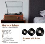 Vinyl Record Player Bluetooth Turntable with 2 Built-in Speakers 3-Speed Vintage LP Player for Entertainment and Home Decoration