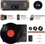 Vinyl Record Player 3-Speed Bluetooth Suitcase Portable Belt-Driven Record Player with Built-in Speakers RCA Line Out AUX in Headphone Jack Vintage Turntable