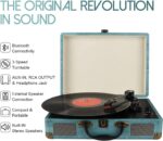 Record Player Vintage 3-Speed Bluetooth Vinyl Turntable with Stereo Speaker, Belt Driven Suitcase Vinyl Record Player