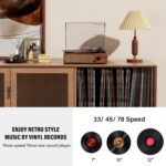 Bluetooth Turntable Vinyl Record Player with Speakers, 3 Speed Belt Driven Vintage Player for Entertainment AUX in RCA Out