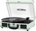 Victrola Vintage 3-Speed Bluetooth Portable Suitcase Record Player with Built-in Speakers | Upgraded Turntable Audio Sound| Includes Extra Stylus | Turquoise, Model Number: VSC-550BT-TQ