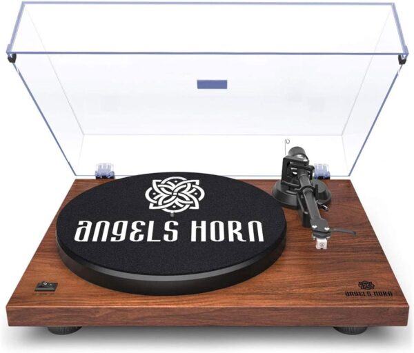 ANGELS HORN Turntable, Vinyl Record Player, Built-in Phono Preamp, Belt Drive 2-Speed, Adjustable Counterweight, AT-3600L (Upgraded Bluetooth Version)