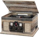 Victrola Nostalgic 6-in-1 Bluetooth Record Player & Multimedia Center with Built-in Speakers - 3-Speed Turntable, CD & Cassette Player, FM Radio | Wireless Music Streaming | Mahogany