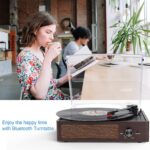 Vinyl Record Player Bluetooth Turntable with 2 Built-in Speakers 3-Speed Vintage LP Player for Entertainment and Home Decoration