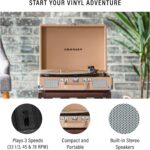 Crosley CR8005F-LT Cruiser Plus Vintage 3-Speed Bluetooth in/Out Suitcase Vinyl Record Player Turntable, Light Tan