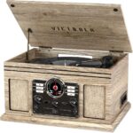 Victrola Nostalgic 6-in-1 Bluetooth Record Player & Multimedia Center with Built-in Speakers - 3-Speed Turntable, CD & Cassette Player, FM Radio | Wireless Music Streaming | Mahogany