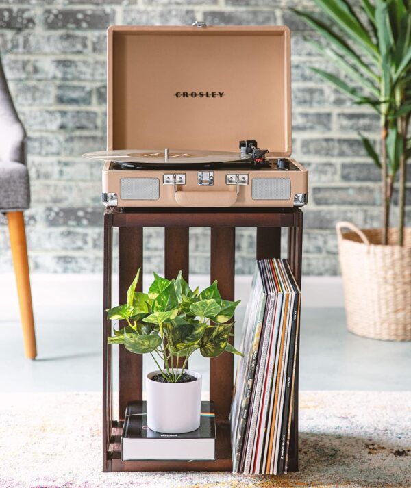 Crosley CR8005F-LT Cruiser Plus Vintage 3-Speed Bluetooth in/Out Suitcase Vinyl Record Player Turntable, Light Tan