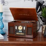 Victrola 8-in-1 Bluetooth Record Player & Multimedia Center, Built-in Stereo Speakers - Turntable, Wireless Music Streaming, Real Wood | Oak