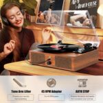 Vinyl Record Player Wireless Turntable with Built-in Speakers and USB Belt-Driven Vintage Phonograph Record Player 3 Speed for Entertainment and Home Decoration