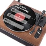 1 by ONE High Fidelity Belt Drive Turntable with Built-in Speakers, Vinyl Record Player with Magnetic Cartridge, Bluetooth Playback and Aux-in Functionality, Auto Off