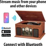 Victrola Nostalgic 6-in-1 Bluetooth Record Player & Multimedia Center with Built-in Speakers - 3-Speed Turntable, CD & Cassette Player, FM Radio | Wireless Music Streaming | Mahogany