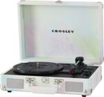 Crosley CR8005F-GW Cruiser Plus Vintage 3-Speed Bluetooth in/Out Suitcase Vinyl Record Player Turntable, Green Watercolor