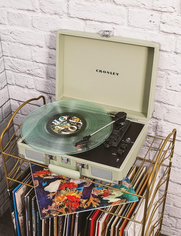 Crosley CR8005F-MT Cruiser Plus Vintage 3-Speed Bluetooth in/Out Suitcase Vinyl Record Player Turntable, Mint