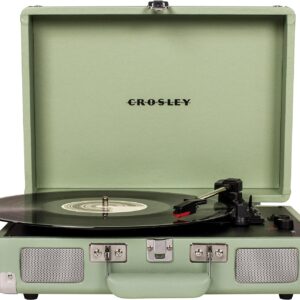 Crosley CR8005F-MT Cruiser Plus Vintage 3-Speed Bluetooth in/Out Suitcase Vinyl Record Player Turntable, Mint